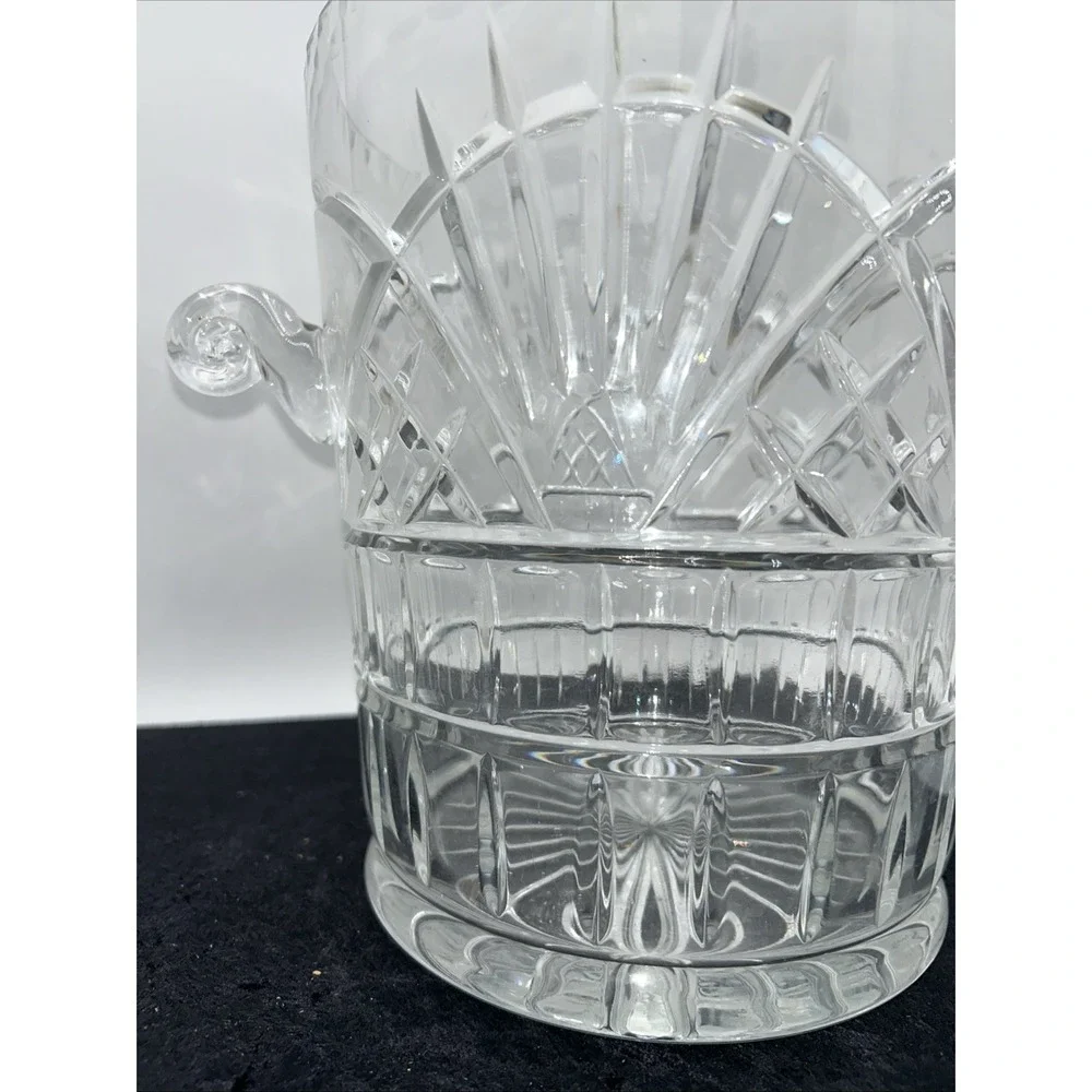 HUGE Vintage 70s Crystal Glass Ice Champagne  Bucket Curled Handles, Flawless